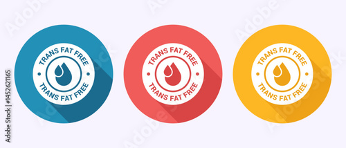 Trans fat free icon design illustration, Zero trans fat label badge sign in shadow button design