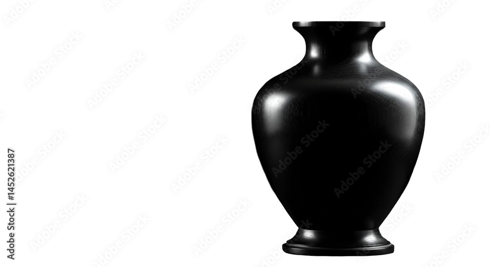 Sleek black vase isolated on transparent background, ideal for interior design and product presentations Sleek black vase isolated on transparent background, ideal for interior design and product presentations
