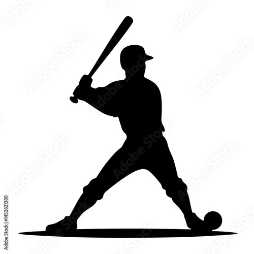 Baseball Player Swinging Bat Silhouette for Sports Design