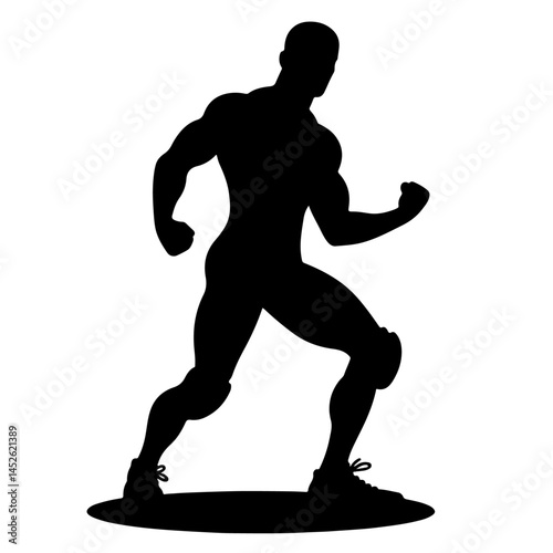 Crouched Athlete Silhouette for Sports and Fitness Design