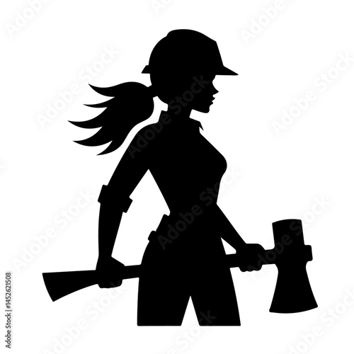 Lumberjack with Axe Silhouette for Forestry and Outdoor Work Design