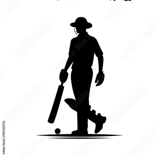 Cricket Player Silhouette in Action