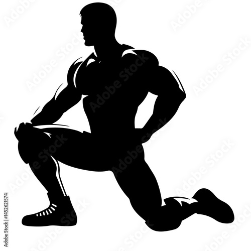 Crouched Athlete Silhouette for Sports and Fitness Design