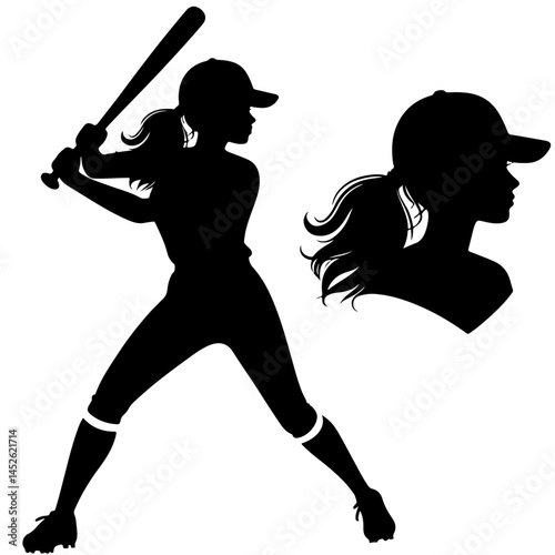Baseball Player Swinging Bat Silhouette for Sports Design