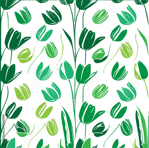 Botanical bloom: An emerald and lime floral pattern evoking springtime renewal