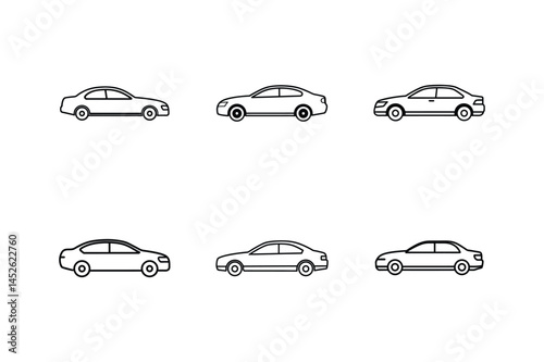 sedan vector line art illustration car design