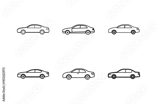 sedan icon vector line art illustration car design