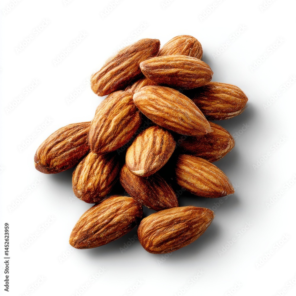 Pile of almonds isolated on white background Pile of almonds isolated on white background