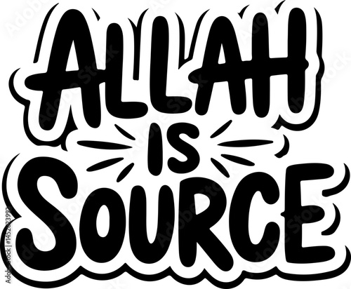 Allah Is Source Islamic Faith Typography