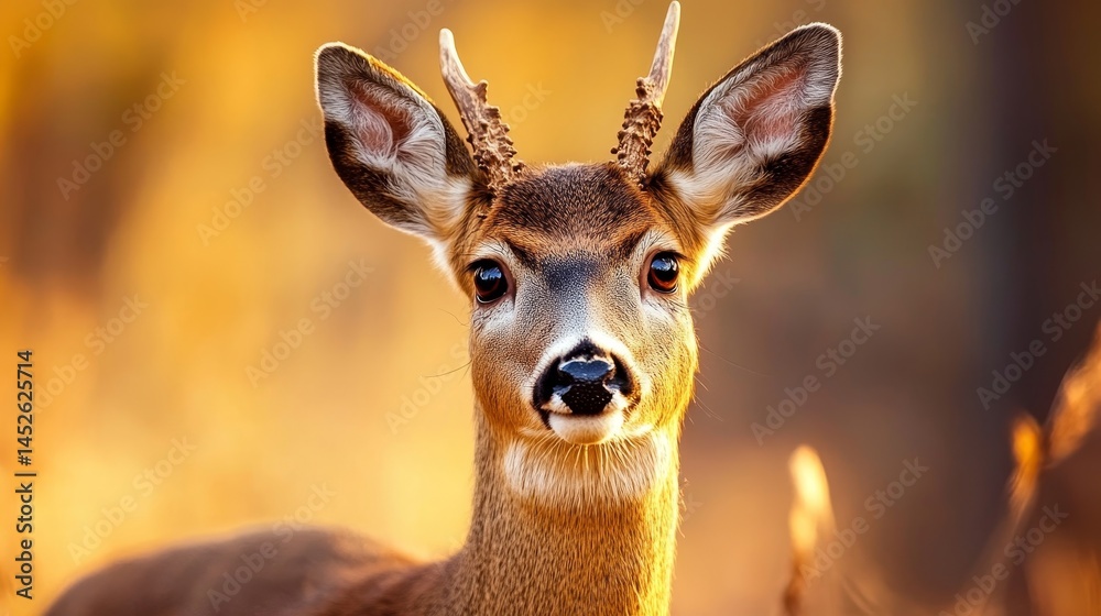 A deer with antlers is standing in a field