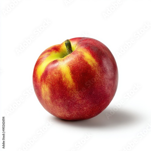 Ripe nectarine fruit close up shot on white background