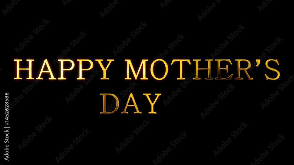 Obraz premium Happy Mother's Day cinematic gold typography text overlay in black. I love you mom, emotional happy celebration. Anniversary hugging, sending wishes, messages. Banner for social media, wallpaper.