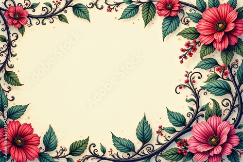 Intricate floral damask, elegant swirls and vines , floral, seamless, textile