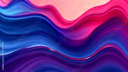 Energetic Video Of Abstract Fluid Colorful Wavy Shapes With Vivid Colors And Vibrant Patterns, Creating A Playful And Inspiring Visual Design. High quality 4k footage