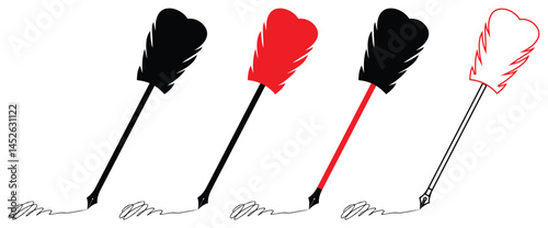 Collection of Feather Quill Pens Illustration Design.