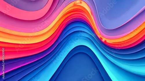 Zen Video Of Abstract Fluid Colorful Wavy Shapes With Calm Flows And Subtle Shades, Creating A Meditative And Peaceful Visual Experience. High quality 4k footage