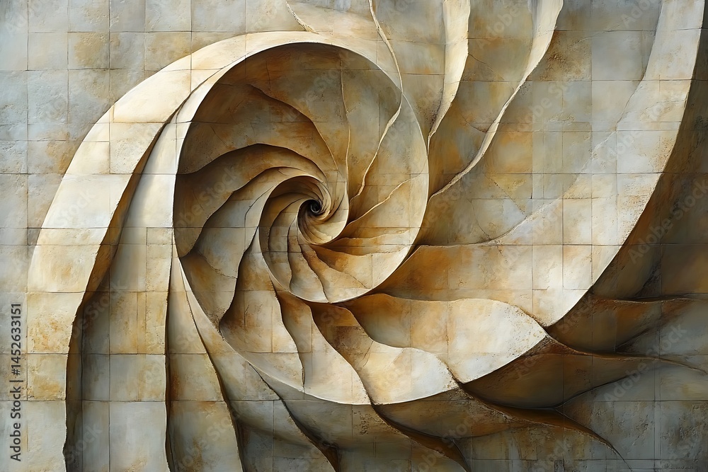 Obraz premium Abstract Swirling Pattern In Beige And Brown With Textured Background Representing Fractal Art And Geometry