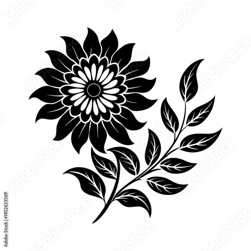 Floral flower silhouette vector illustration on white background-