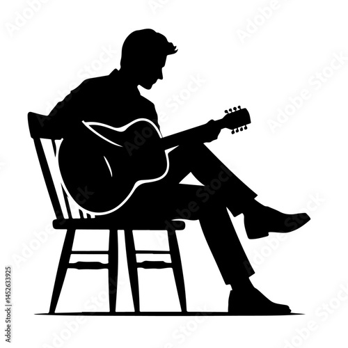 Acoustic Guitar Silhouette for Music and Creativity Design