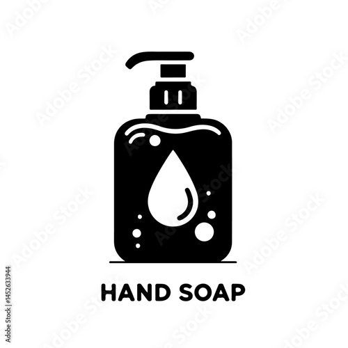 Hand with Soap Pump Silhouette for Hygiene and Cleanliness Design