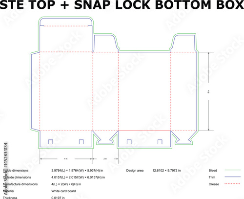Detailed Packaging Box Dieline Template for Product Design and Manufacturing