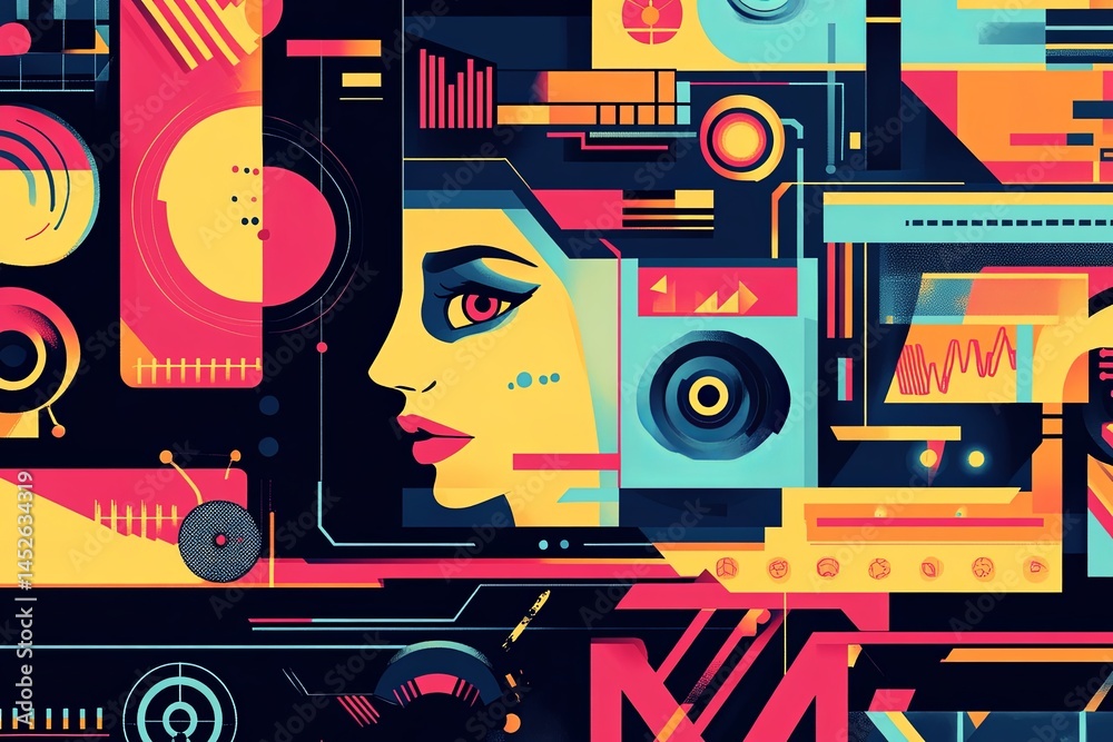 Obraz premium Streaming Trends Graphic: A dynamic graphic showing the latest streaming trends, such as binge-watching statistics, emerging genres, and popular shows or movies, represen
