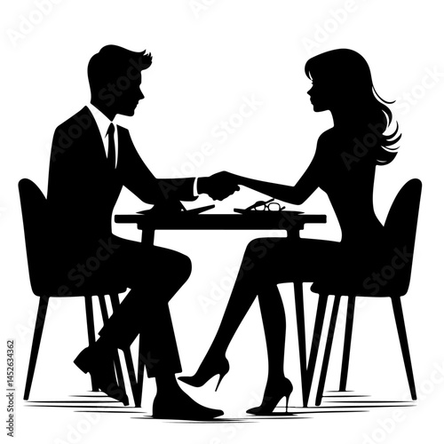 Business Meeting Silhouette with Laptop Discussion