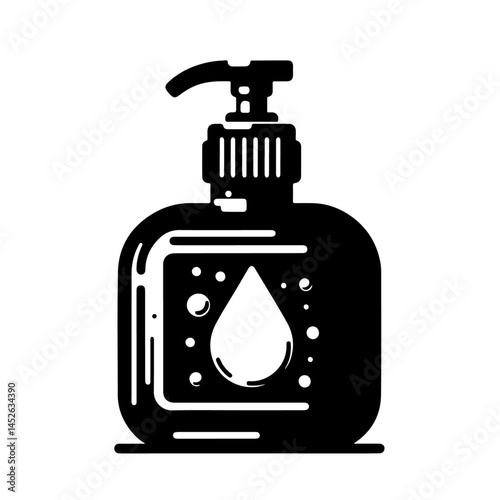 Hand with Soap Pump Silhouette for Hygiene and Cleanliness Design
