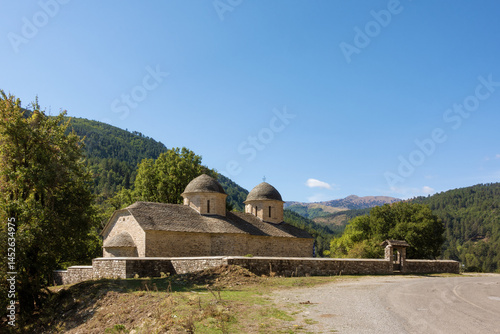 The old Saint Nicholas church close to Perivoli village, Grevena, Greece photo