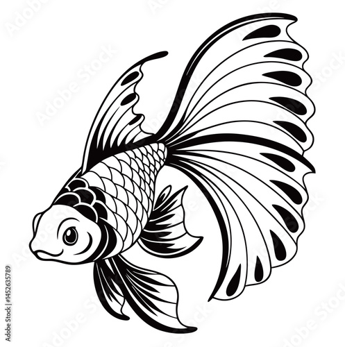 Stylized Koi Fish Line Art Illustration