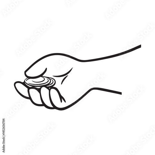 Hand Holding Coin, Charity Donation, Giving, Money Clipart