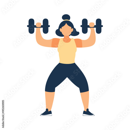 Woman Lifting Weights, Fitness Exercise Illustration