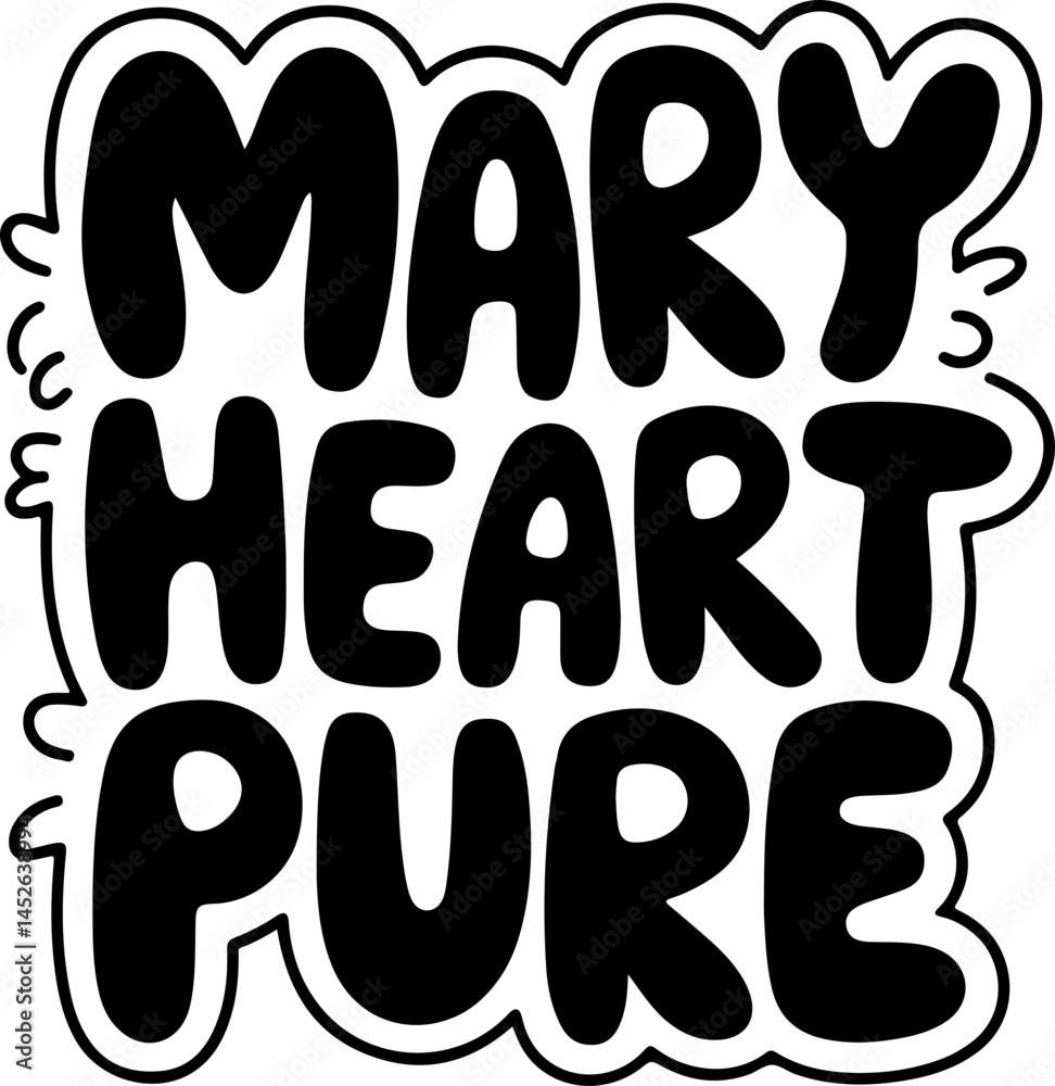 Mary Heart Pure Black Text Art Mary Heart Pure Black Text Art