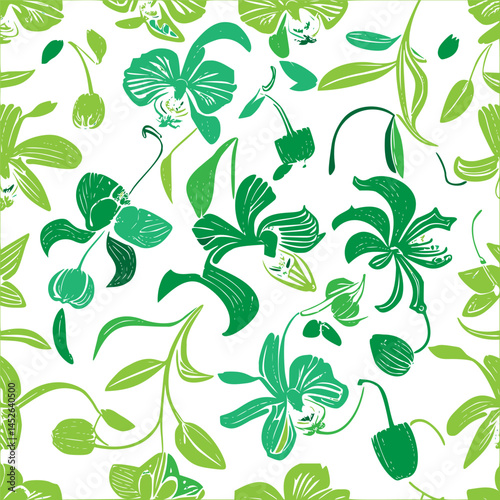 Botanical Rhapsody: A verdant symphony of floral forms in artistic arrangement