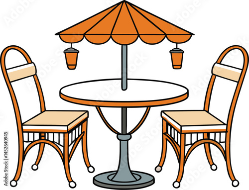 outdoor bistro set vector illustration