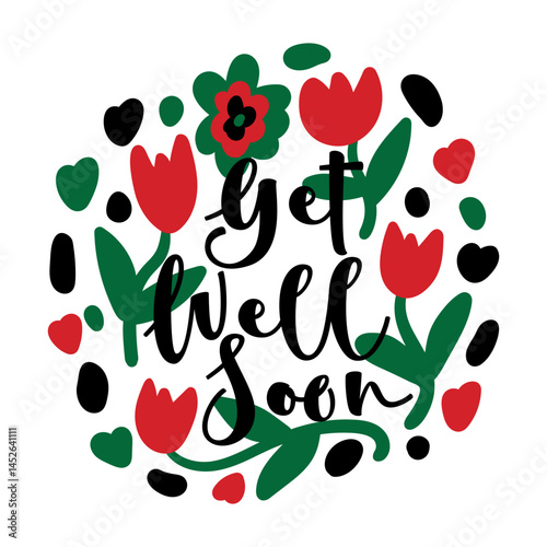 get well soon lettering. vector illustration