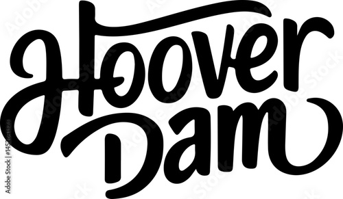 Hoover Dam Calligraphy, Black Text Art