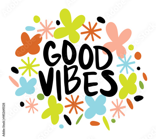 good vibes lettering. vector illustration