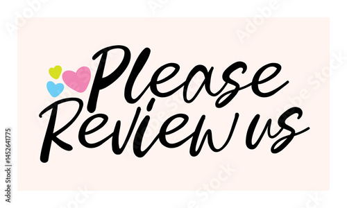 please review us lettering. vector illustration
