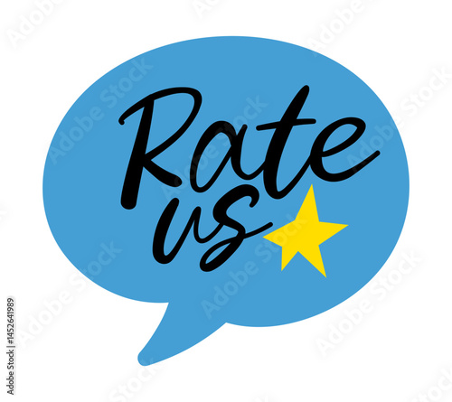 rate us lettering. vector illustration