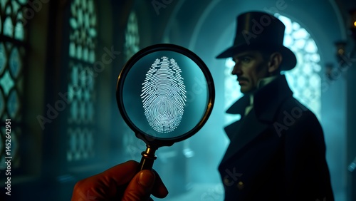 victorian detective analyzing data fingerprint