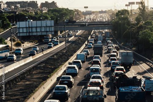 Traffic jam on Madrid highway