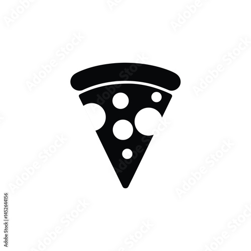 Simple black and white pizza slice icon.
