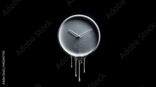Surreal Time: A melting clock art piece against stark black backdrop