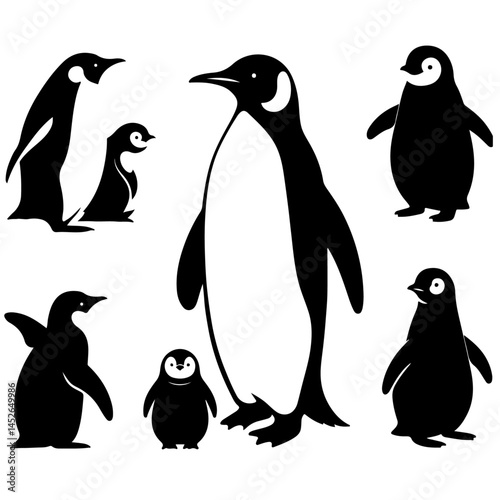 Penguin Silhouette Collection with Various Poses