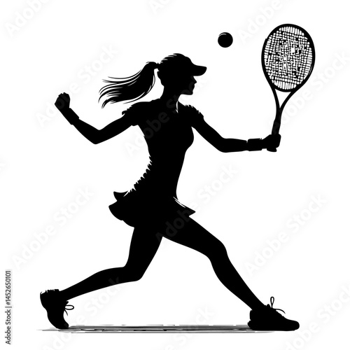 Female Tennis Player Silhouette in Action