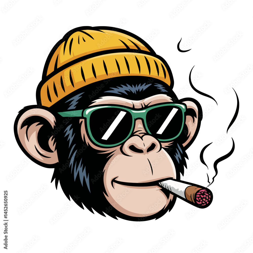 Naklejka premium Stylish Cool Monkey Graphic Design
