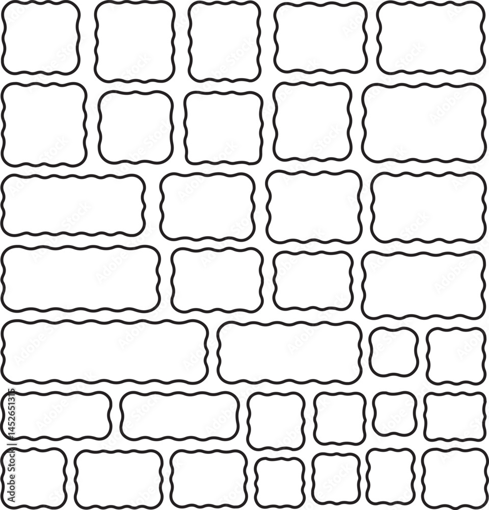 Obraz premium retro decorative line art wavy frame border elements set vector illustration.