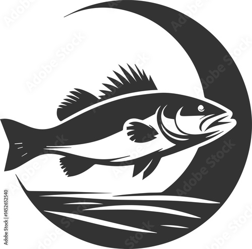 Sea bass fish vector silhouette