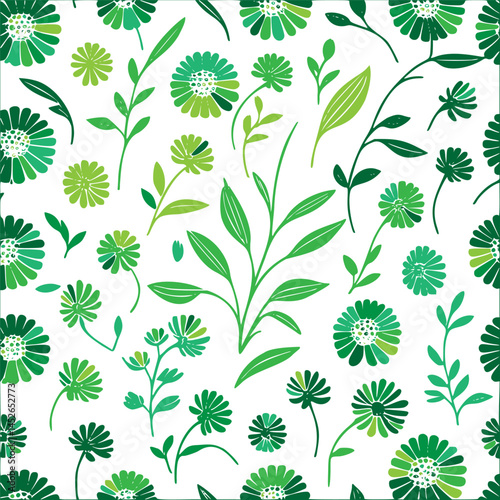 Lush floral fantasy: An invigorating spectacle of botanical elements in verdant hues